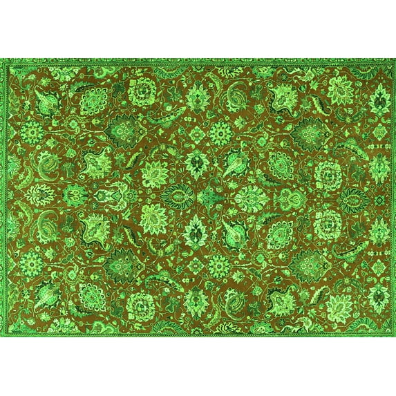 Ahgly Company Indoor Rectangle Persian Green Traditional Area Rugs, 5' x 7'