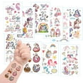 thumbnail image 2 of Pegatinas de tatuajes temporales de dibujos animados, 10 hojas de pegatinas de tatuajes temporales de dibujos animados a prueba de agua, solución innovadora, 2 of 10