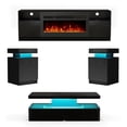 thumbnail image 3 of Easoger 4-Piece Table Set Includes Modern Coffee Table, Spacious 36" Fireplace TV Stand and 2 LED Light Endtables, Simple Black Table for Living Room, Bedroom, Black, 3 of 11