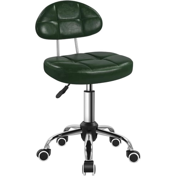 Square Minimalist Swivel Stool with Wheel Perfect for Work SPA Shop Massage Height-Adjustable and Cost-Effective Rolling Stool Chair with Back (Green)