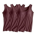 thumbnail image 3 of Frnrwgo Womens 3-Pack Tank Tops with Built-in Bra, Solid Color Yoga Sleepwear Vest, Casual Comfort Pullover Camisole, 3 of 3