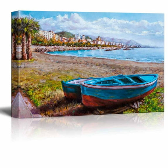 Canvas Prints Wall Art -Painting of a Coastal Landscape| Modern Home Deoration/Wall Decor Giclee Printing Wrapped Canvas Art Ready to Hang - 24" x 36"