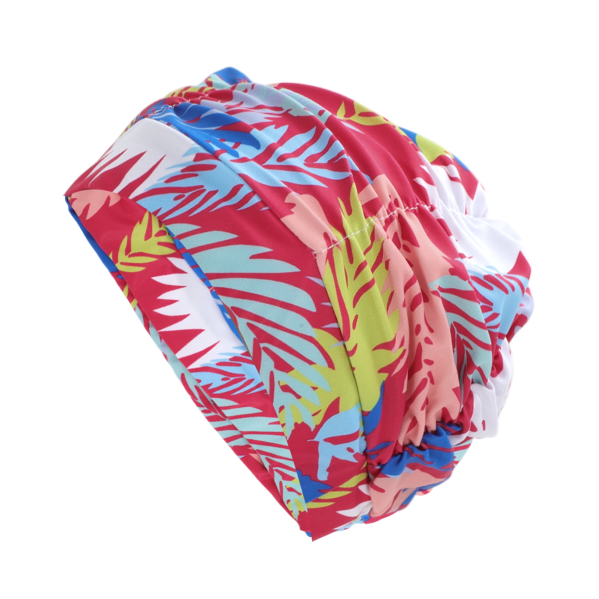 Unique Bargains 1Pc Breathable Pleated Style Swimming Cap Red Blue