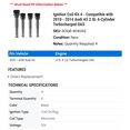 thumbnail image 2 of Ignition Coil Kit 4 - Compatible with 2010 - 2014 Audi A5 2.0L 4-Cylinder Turbocharged GAS - Autopart Premium, 2 of 2