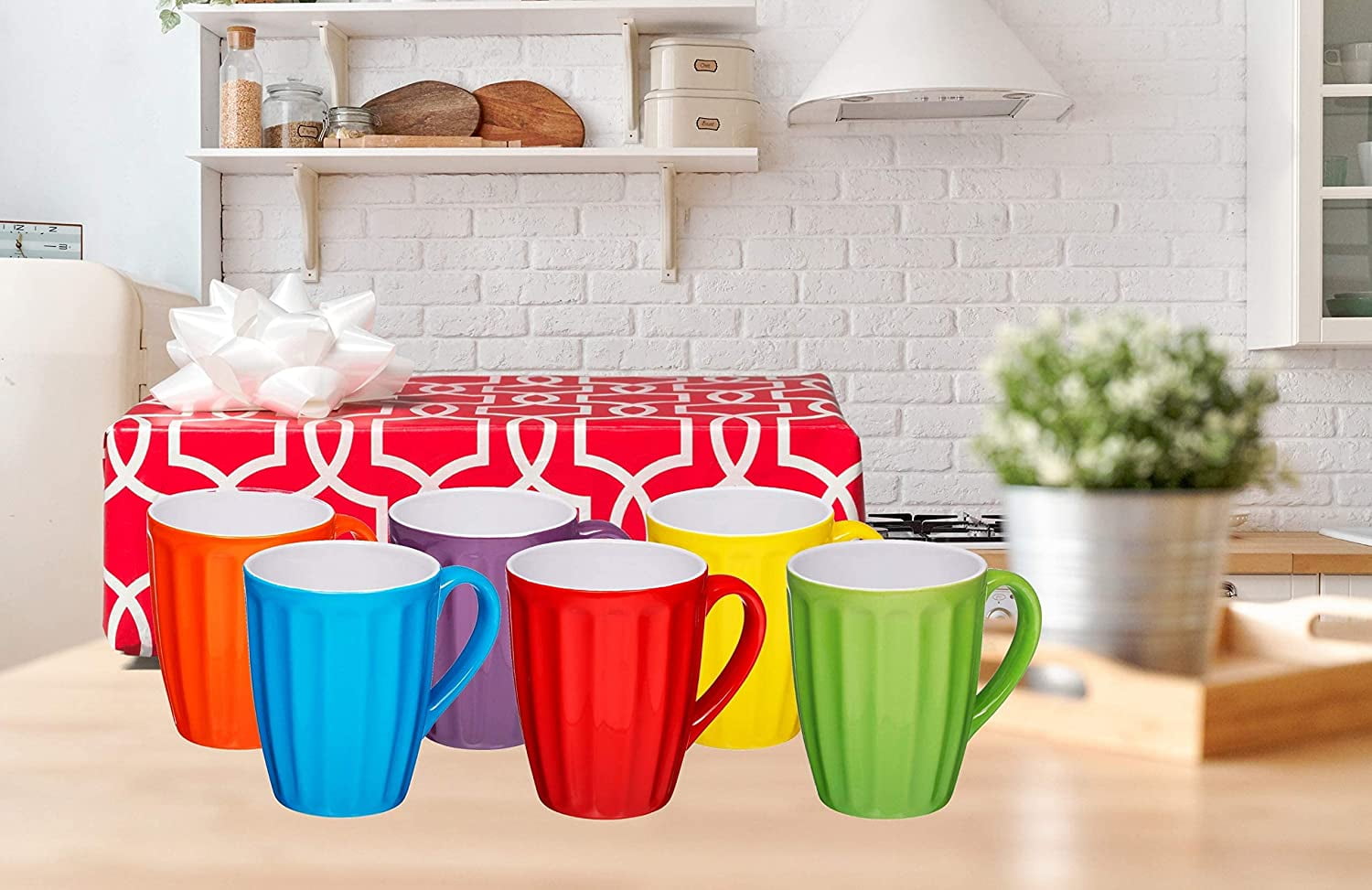 Bruntmor 16 oz Large-Sized Coffee Mugs, Set of 6 - Multicolor
