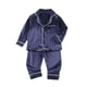 thumbnail image 1 of Odeerbi 1-5 Años Niños Niñas Pijama de Satén Con Solapa Entallada Camisa de Manga Larga Conjunto Suave Seda Ropa de Dormir Seda Conjuntos de Pijamas de Dos Piezas, 1 of 4
