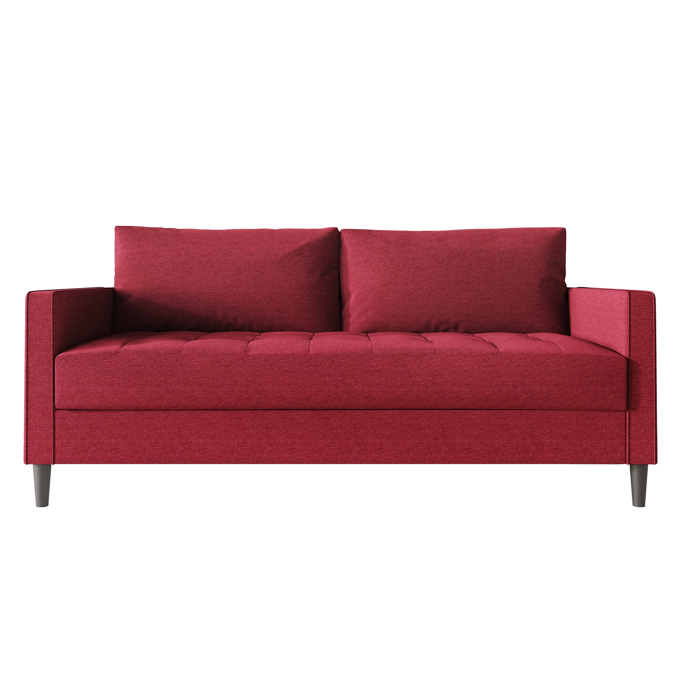 Castle Place Classic Linen Upholstered Sofa, Red