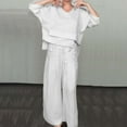 thumbnail image 4 of MSJUHEG 2 Piece Outfits 2025 Lounge Sets for Women Linen Sets for Women 2 Piece Sweatsuit Lounge Set Womens Summer Sets Women 2 Piece Outfits Summer Pants Sets Women 2 Piece Outfits White 2XL, 4 of 9