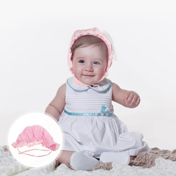ROSENICE 1Pc Toddlers Bonnet Hat Pink Cotton Palace Hat for Girls Daily Use 18X7.1X0.2in