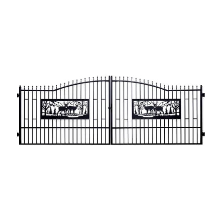 Chery Industrial 20ft x 7ft Heavy Duty Double Door Iron Gate – Galvanized Steel Driveway Entrance Gate for Home, Ranch, Commercial Securit (New Model Stamped Gun Tip)