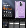 thumbnail image 2 of Funda con Soporte Magnético invisible, Delgada Translúcida Mate, para iPhone 15 Pro Max 6.7", Morado Claro, 2 of 7