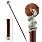 Design Toscano Snake with Globe Pewter Walking Stick