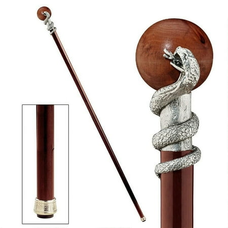 Design Toscano Snake with Globe Pewter Walking Stick