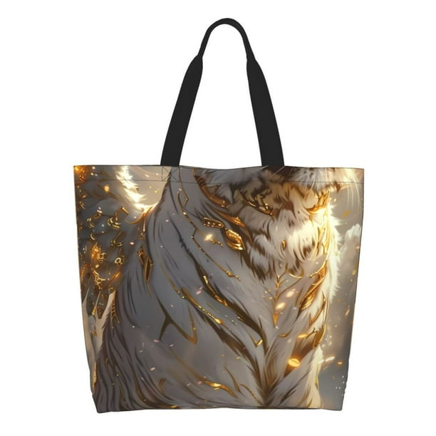Easygdp Golden White Tiger Bolsas Tote para Mujer, Bolsos de Hombro para Viaje, Bolsos de Mano de Gran Capacidad para Compras y Trabajo