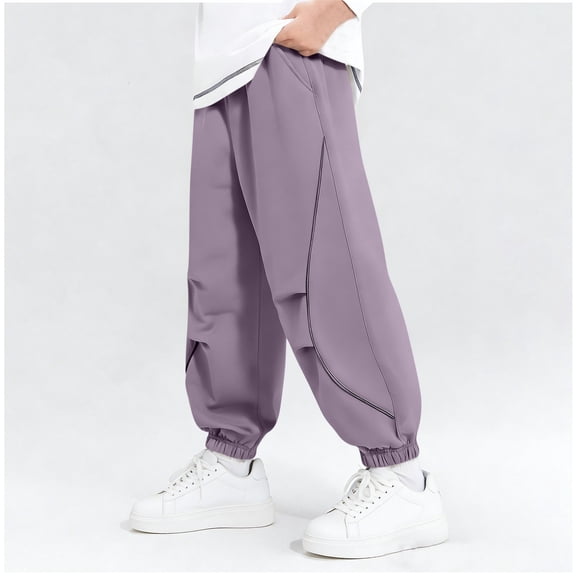 Tween Boys Track Pants Quick Dry Athletic Elastic Waist Baggy Piping Detail Joggers for Basketball Training Sportswear, 5T-16Y