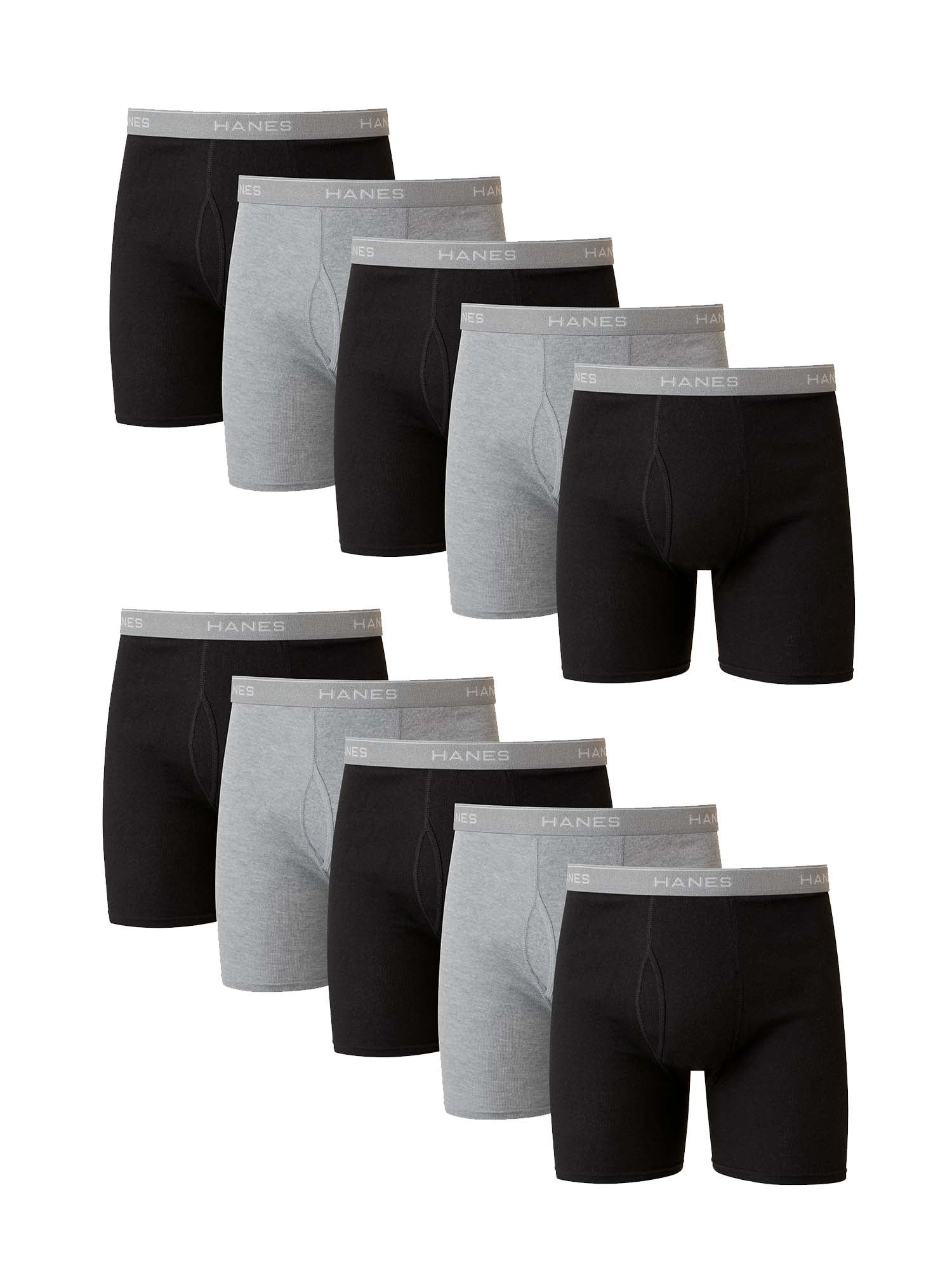Hanes Men's Super Value Pack Black/Grey Boxer Briefs, 10 Pack - Walmart.com