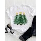thumbnail image 2 of Camisetas estampadas de manga corta para mujer, ropa de moda con estampado de estrella, árbol de acuarela, tendencia linda, Feliz Navidad, Año Nuevo, 2 of 4