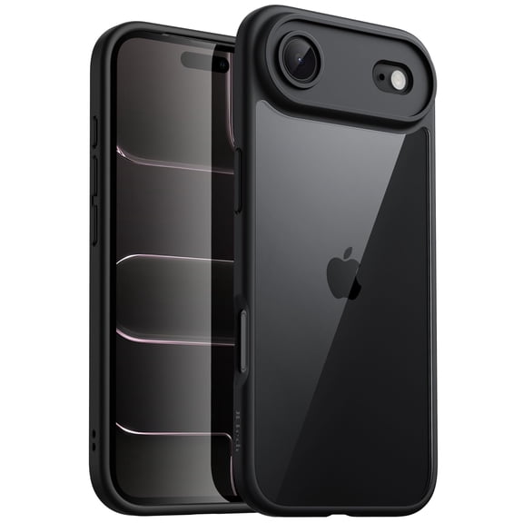 JETech Case for iPhone Air, Shockproof Phone Bumper Cover, Solid Color Matte TPU Frame, Anti-Scratch Clear Back, 6.5-Inch Display (Black)