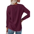thumbnail image 4 of Women's Color Block Tops Casual Long Sleeve Tunic Round Neck Pullover Shirts 05-Dark Purple S, 4 of 4