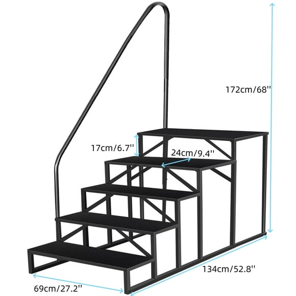 EDTara Marches pour VR avec Main Courante, Échelle de Piscine Portable à 5 Marches, Capacité de Charge de 660 Lb pour Caravane, SPA, Véranda, SPA, Piscine, Maison Mobile