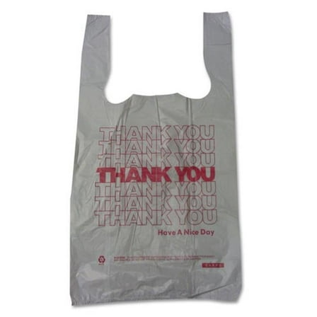 Barnes Paper Company Plastic Thank You T-Sacks, 6" x 4" x 15", 2 Mil, 2000 Bags