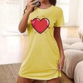 thumbnail image 2 of yillto Women Nightgown Short Sleeve Sleepshirt Crewneck Heart Graphic Sleepwear Nightshirts Pajama Dress, 2 of 5