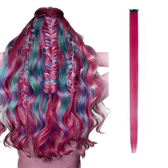 Hair Extensions & Accessories Savings! Bradem Colored Hair Extensions, Multi-Colors Party Highlights Clip in Synthetic Hair, 1X Wig Extensions