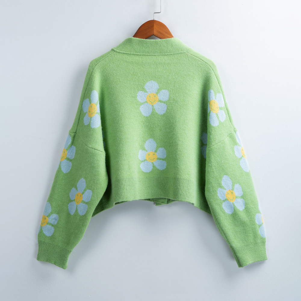 Chicuu Women Sweater Flower Long Sleeve 