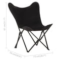 thumbnail image 4 of vidaXL Chaise Papillon Pliable en Cuir Véritable Noir, 4 of 5