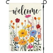 Spring Summer Floral House Flag 28x40 Inch Double Sided Outside Welcome Wildflower Daisy Outdoor Seasonal Decorative Large Garden Flag Decor 1-28