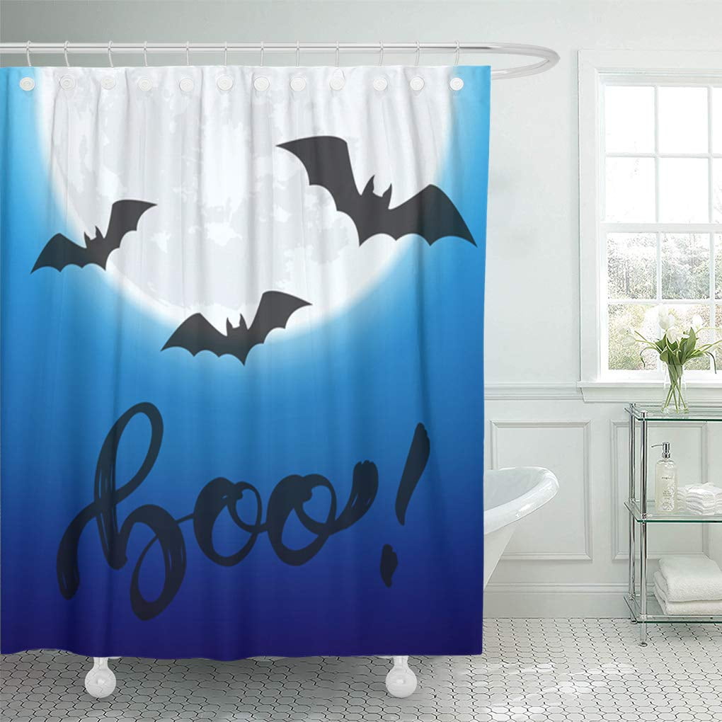 Celebrate Halloween Glowing Bats Vinyl Shower Curtain 70x70 Glow in the Dark 