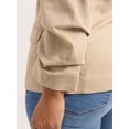 thumbnail image 4 of Sofia Jeans Women's Linen Blend Blazer with Scrunch Sleeves, Sizes XS-4X, 4 of 4