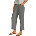 thumbnail image 4 of Mifsaly Business Casual Pants for Women Wide Leg Linen Capri Pant Comfortable Relaxed Summer Cropped Trousers with Pockets XL, 4 of 9