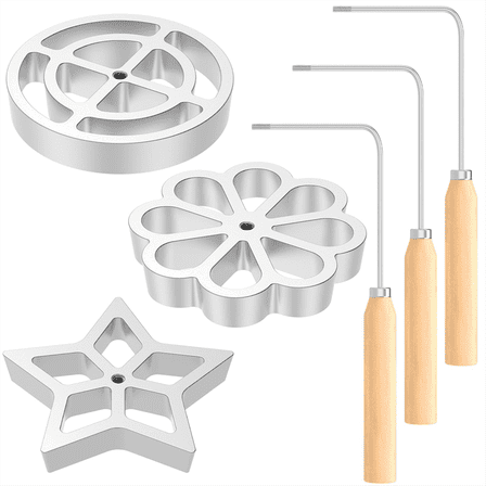Rollbacks & More Bunuelos Mold with Handle, Metal Cookie Maker Mold, Detachable Rosette Iron Set,for Baking Cooking