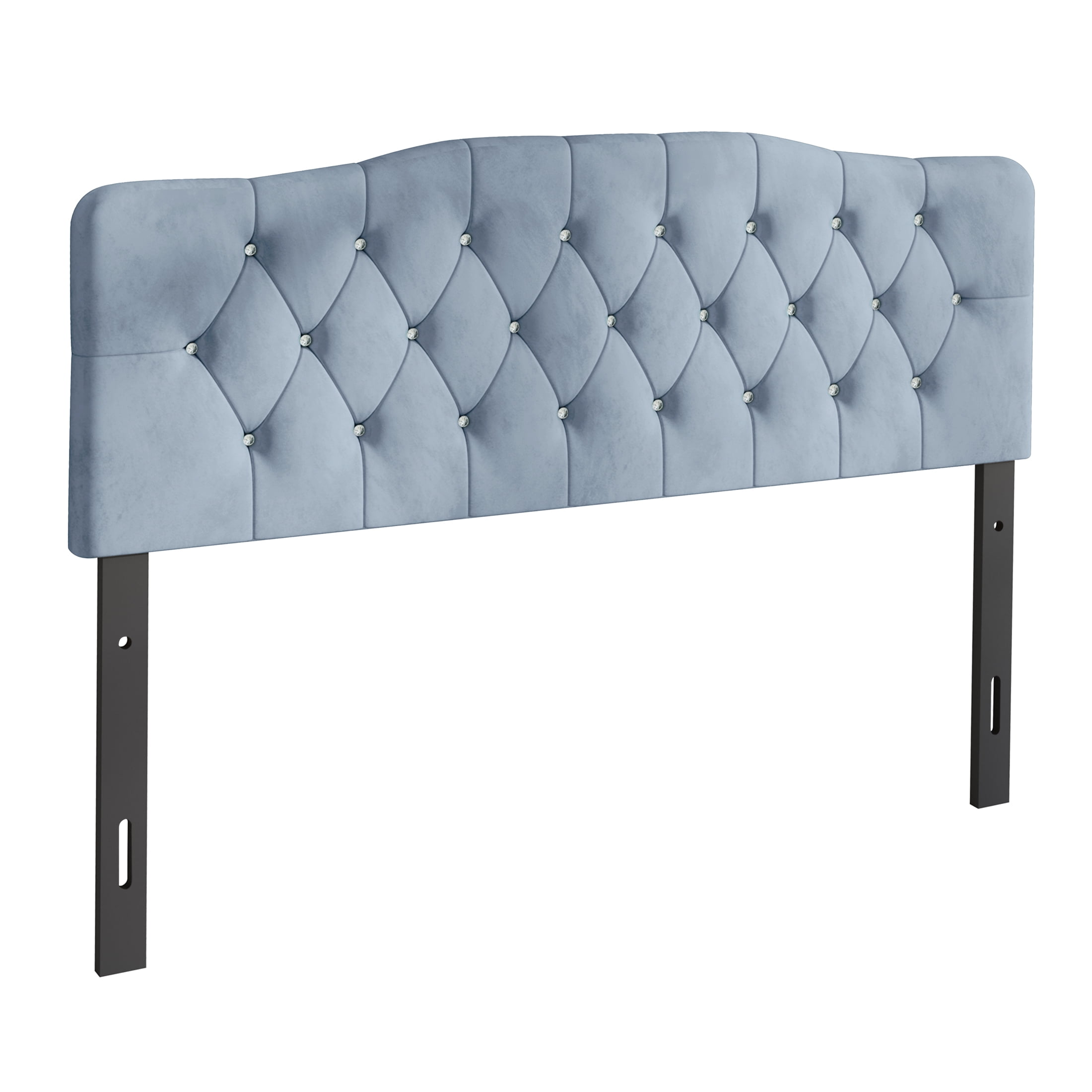 Castle Place Upholstered Tufted Headboard, Light Blue Velvet, Twin