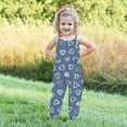 thumbnail image 3 of Odeerbi Toddler Girls Cute Jumpsuit Summer Breathable Overall Pants Kids Boys Fashion Imitation Denim Heart Print Suspenders Romper Blue, 3 of 5