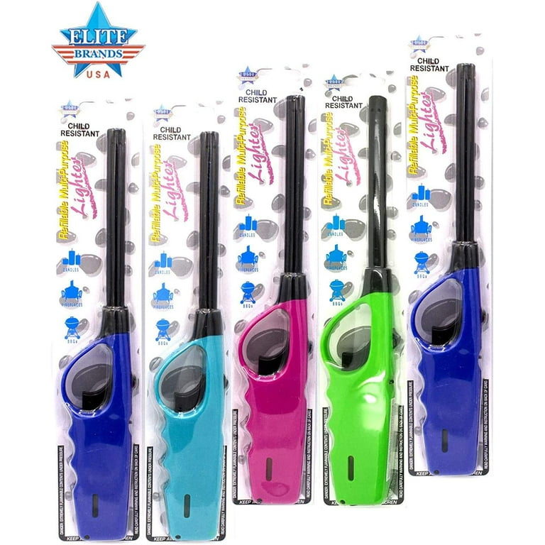 Elite Brands USA Long Lighters Pack 5 Pack of Butane Refillable
