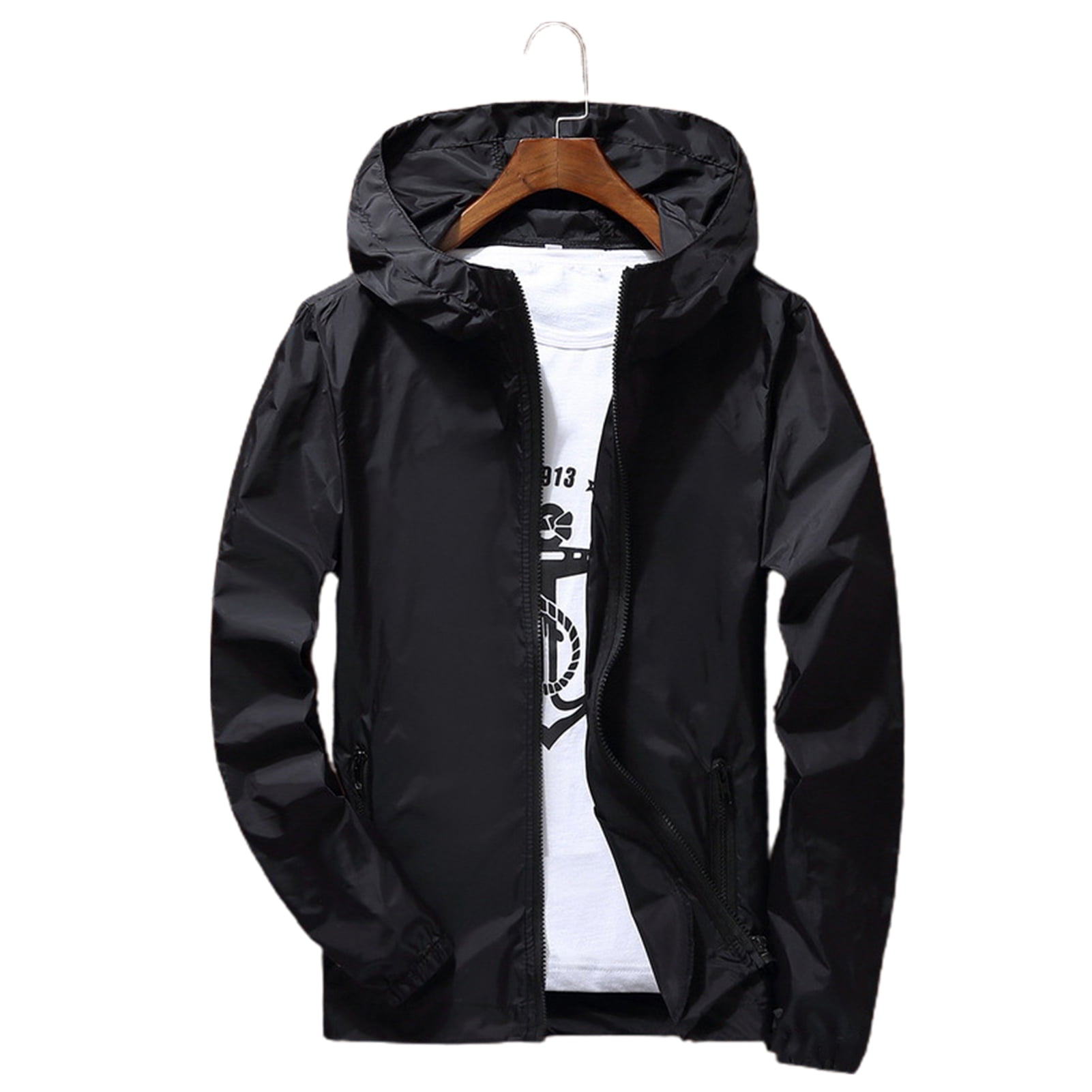 Men Wind Breaker Coat Zipper Hoodie Jacket Quick Drying Sport Outwear ...