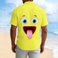 thumbnail image 4 of Maqroz Men's Plus Size Button Down Shirt Short Sleeve Funny Face Graphic Shirts Casual Summer Holiday Vacation Beach Hawaiian Top Novelty Graphic Tops, 4 of 6