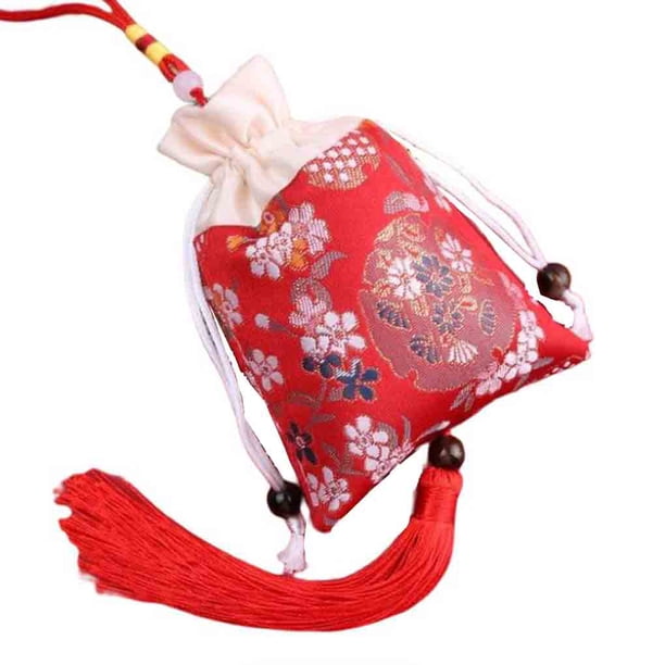 Sonducket Bolsita con cordón, bordado vacío, bendiciones, hogar, oficina, puerta, ventana, coche, revisión trasera, colgante, regalos de festival Accesorios de disfraces Rojo Sonducket AP017945-01