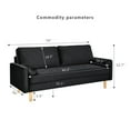 thumbnail image 3 of 70" Modern Velvet Loveseat Sofa Couch,Mid-Century Tufted Upholstered Small Love Seat Couch with 2 Pillows for Compact Space,Living Room,Apartment,Black, 3 of 7