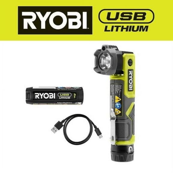 RYOBI USB Lithium LED Pivoting LASER Flashlight Kit