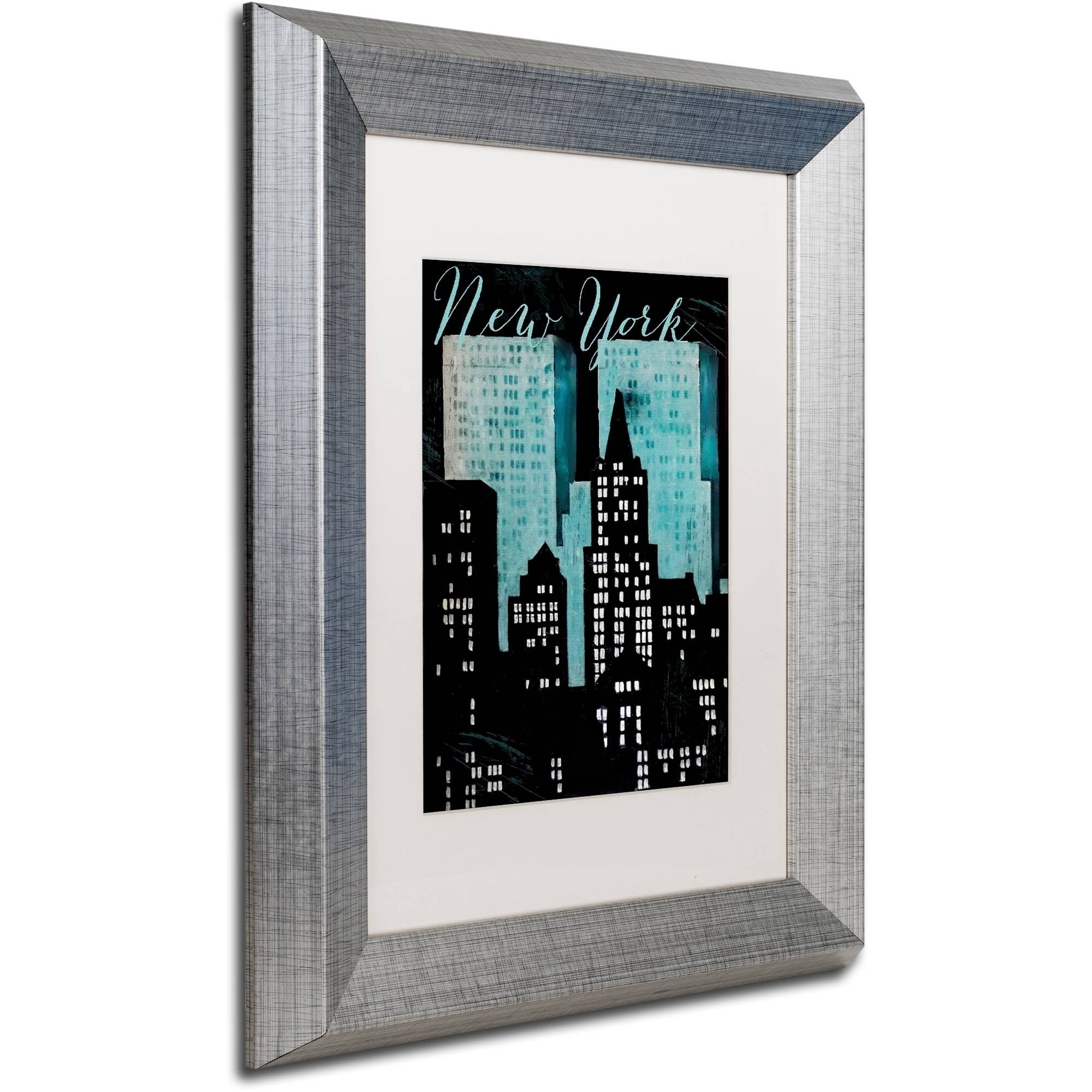 Trademark Fine Art "Retro Cities I" Canvas Art by Color Bakery White Matte, Silver Frame