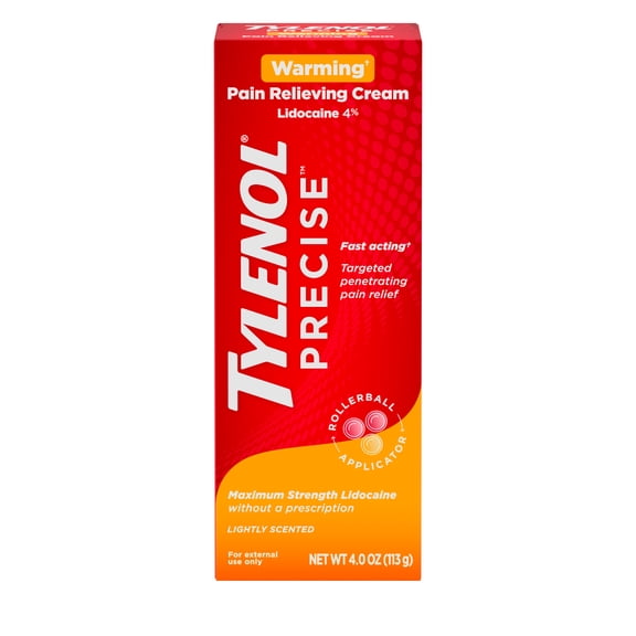 Tylenol Precise Warming Sensation Pain Relief Lidocaine Cream, Light Scent, 4 oz