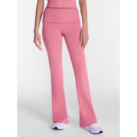 Athletic Works Women's ButterCore Flare Leggings with Fold Over Waist, 31" Inseam, Sizes XS-XXL