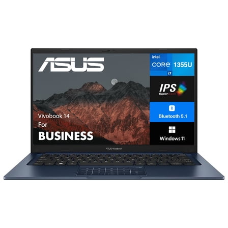ASUS Vivobook 14 Business Laptop 14.0in IPS FHD Display (Intel i7-1355U, 16GB DDR4, 2TB PCIe SSD, Intel Iris Xe, WiFi 5, Webcam, Bluetooth 5.1, Win 11 Pro)