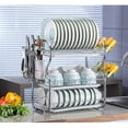 thumbnail image 1 of Mistaha Dish Drying Rack 3 Tier Kitchen Dish Rack Storage Rack Plated Metal Dish Drainer, 1 of 8