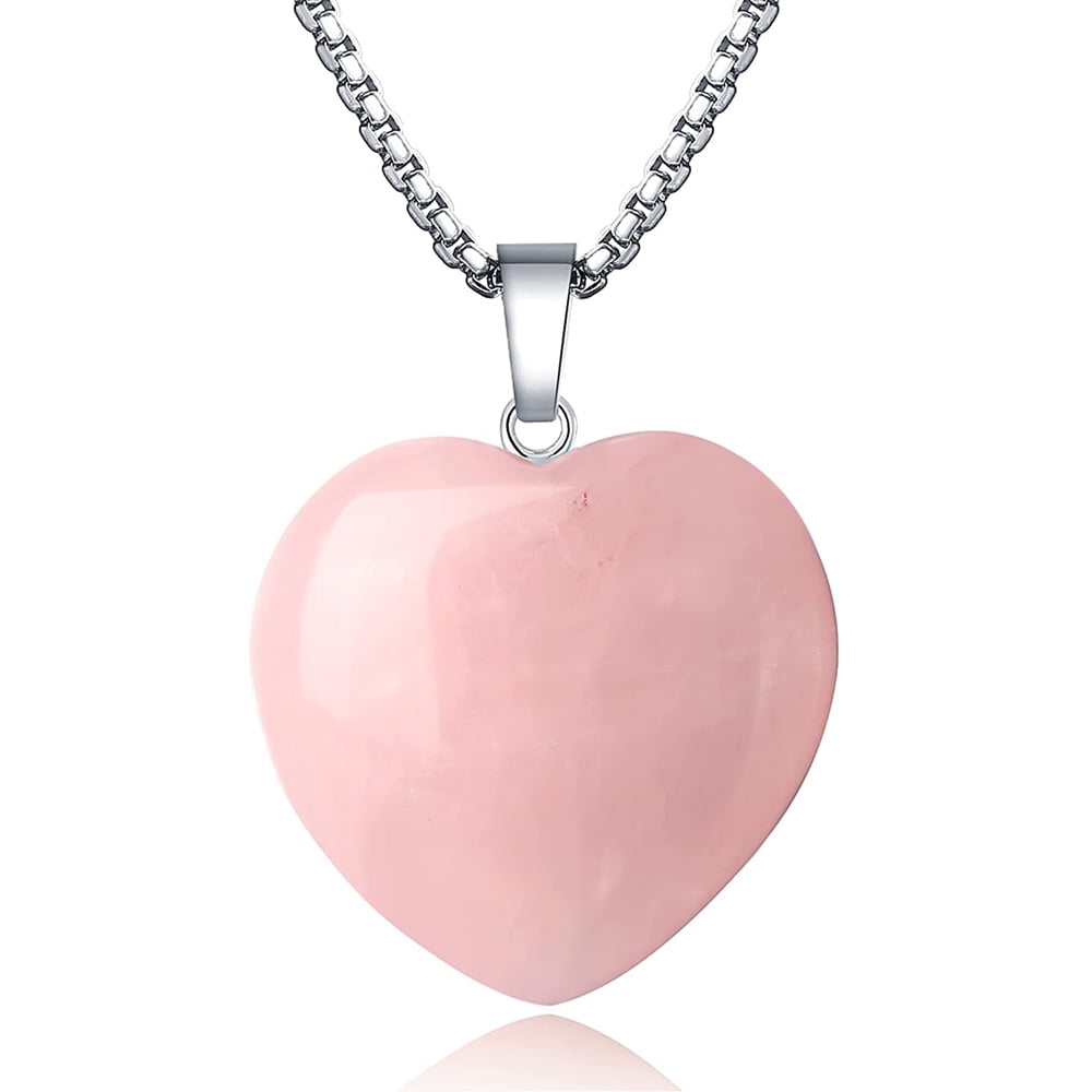 Wholesale Natural Reiki Chakra Beads Heart-shaped Necklace Pendant Charm Jewelry 