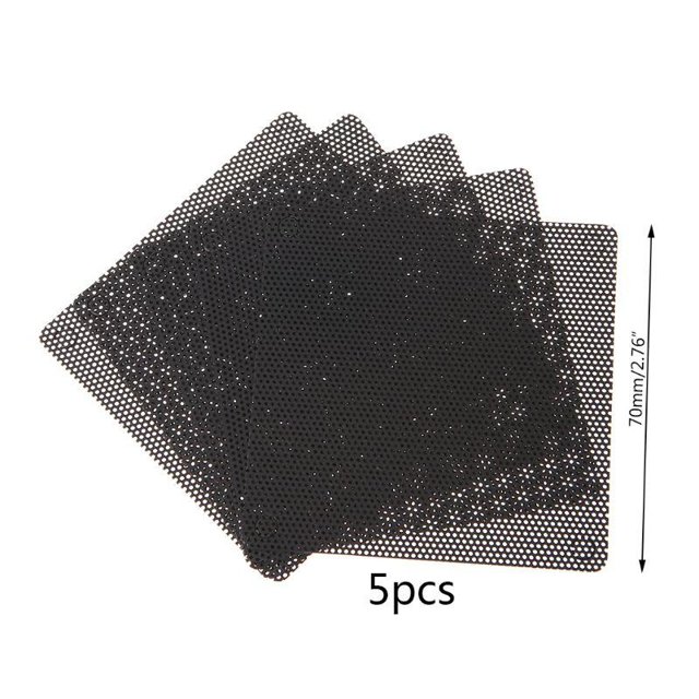 5PCS PVC Fan Dust Filter PC Dustproof Case Cuttable Computer Mesh Cover 40mm 50mm 60mm 70mm 80mm 90mm 140mm Mesh Black D 7cmx7cm