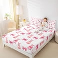 thumbnail image 3 of Erosebridal Pink Bow Rabbits Full Size Sheets 4-Piece For Kids,Happy Easter Bed Sheets For Girls,Breathable Home Decor, 3 of 5